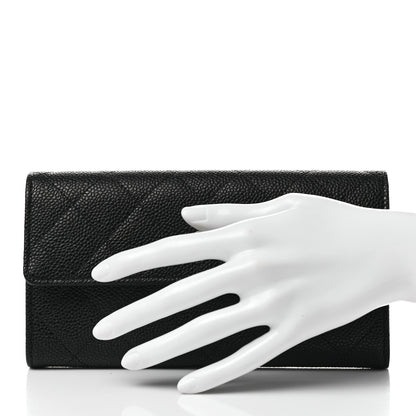 Chanel Caviar Quilted Large Gusset Flap Wallet Black 2 of 9