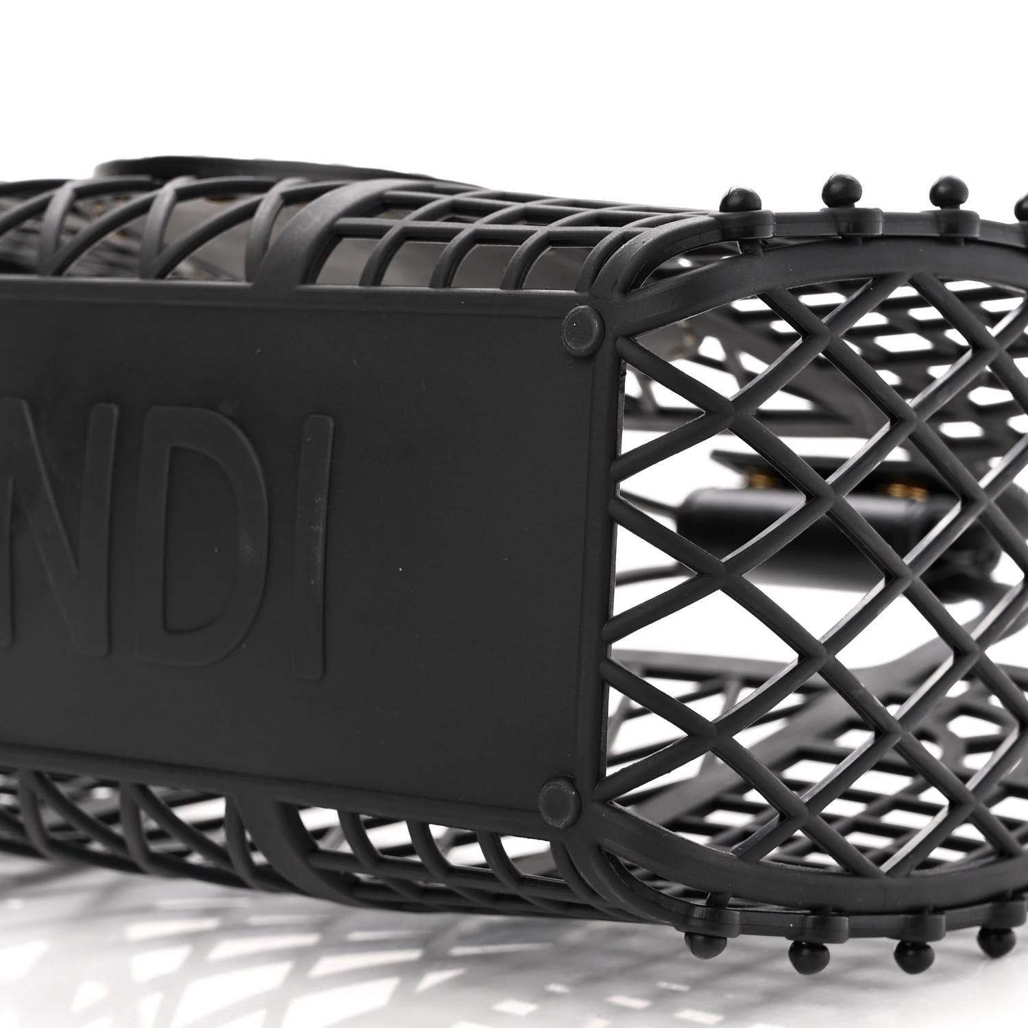 Fendi Recycled Plastic Vitello Liberty Matte Small Fendi Basket Black Miele Scuro 10 of 13