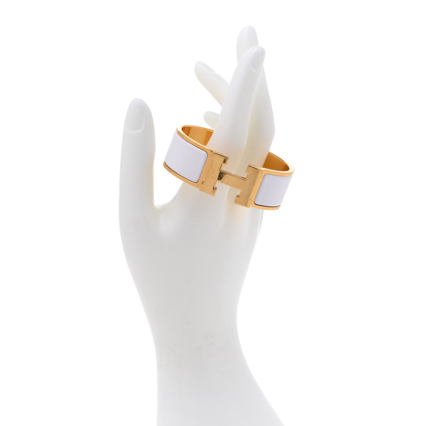 Enamel Wide Clic Clac H Bracelet PM White