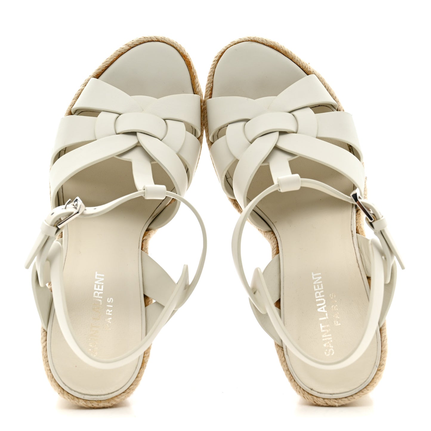 Calfskin Tribute 95 Platform Espadrille Wedge Sandals 39 Porcellana