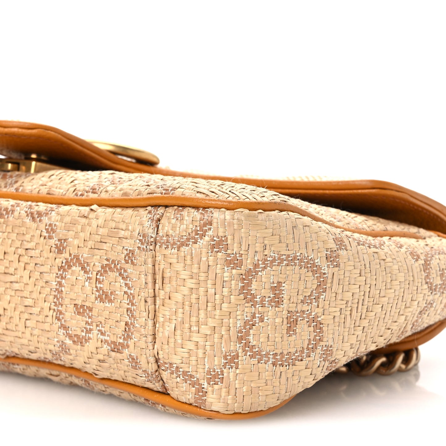 Raffia GG Monogram Matelasse Small GG Marmont Shoulder Bag Natural Beige Off White Sun Oil