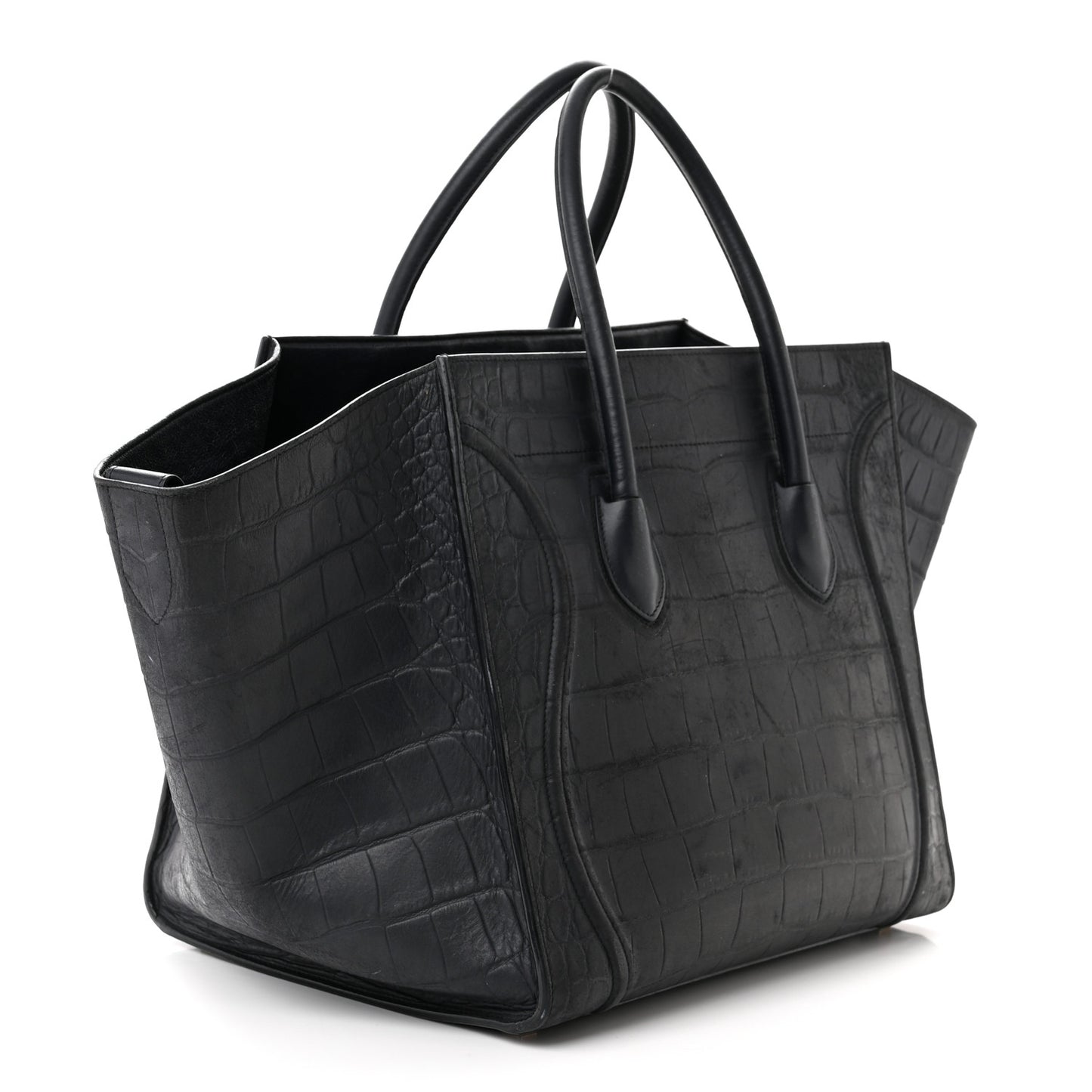 Crocodile Embossed Nubuck Medium Phantom Luggage Navy Blue