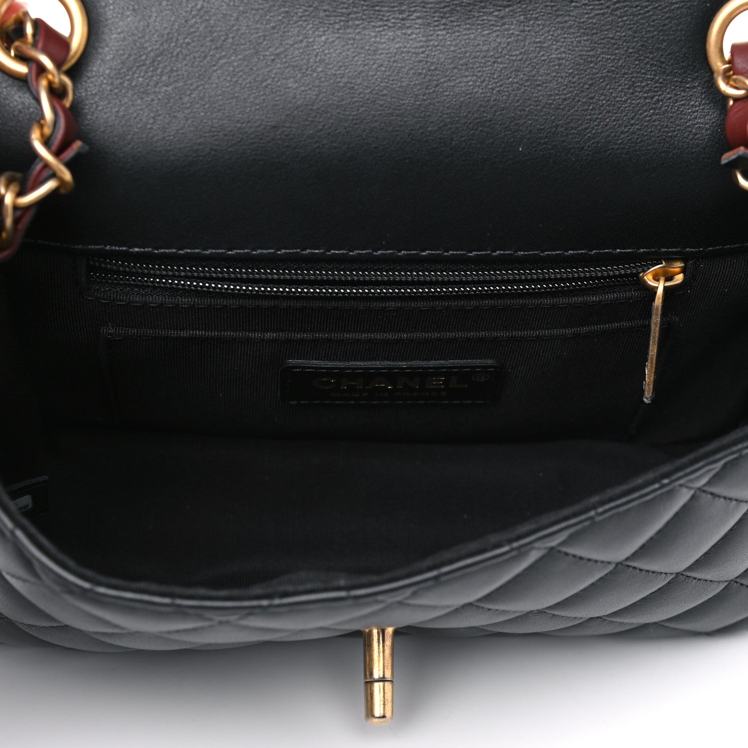 Chanel Calfskin Quilted Small Strap Into Flap Bag Black Brown 4 of 6