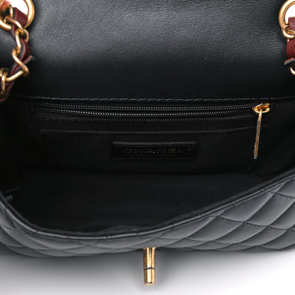 Chanel Calfskin Quilted Small Strap Into Flap Bag Black Brown 4 of 6