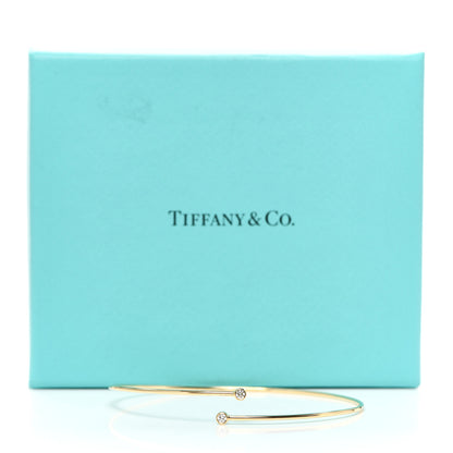 Tiffany 18K Yellow Gold Diamond Hoop Single Row Bangle Bracelet 5 of 5