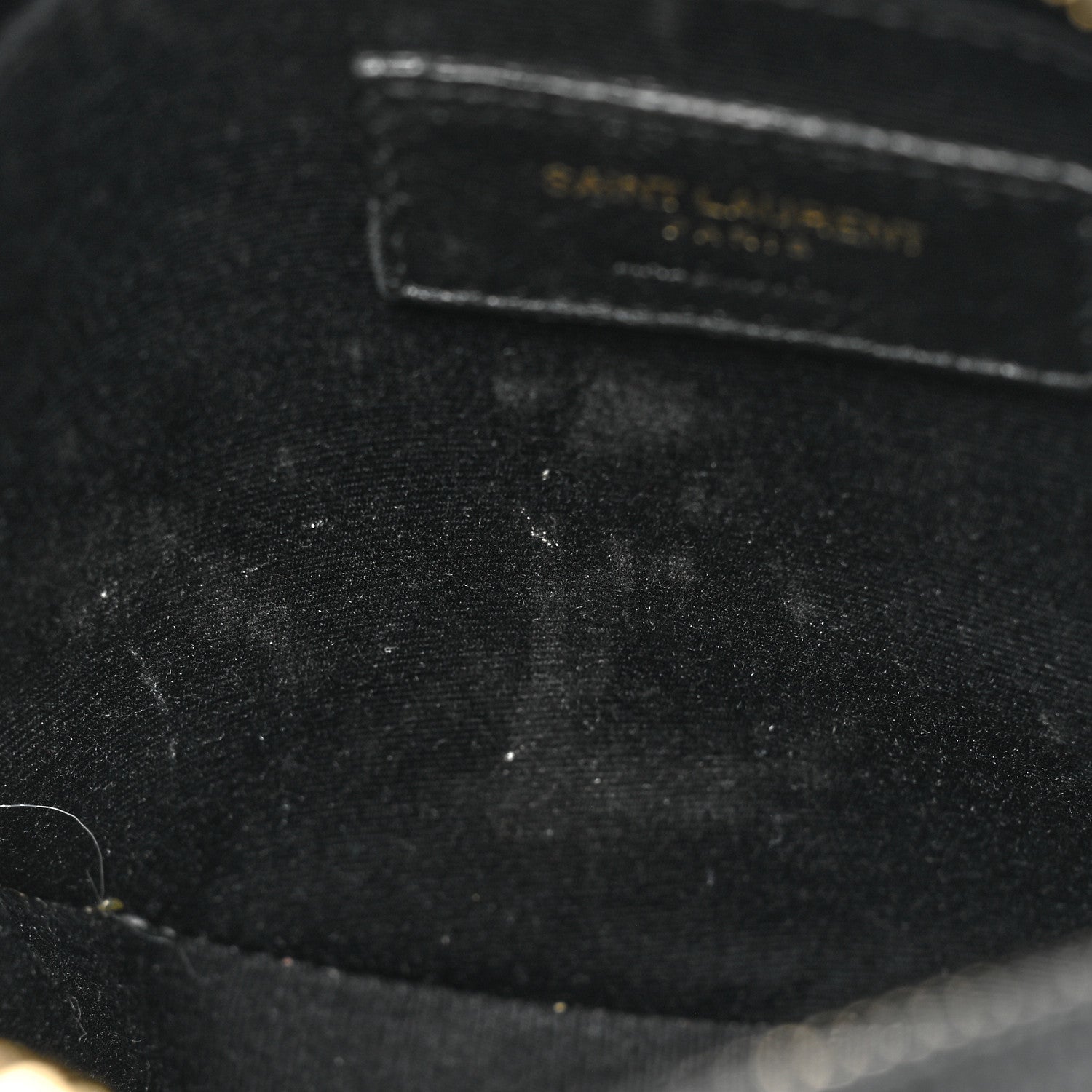 Saint Laurent Grain De Poudre Matelasse Chevron Quilted Round Vinyle Camera Bag Black 10 of 10