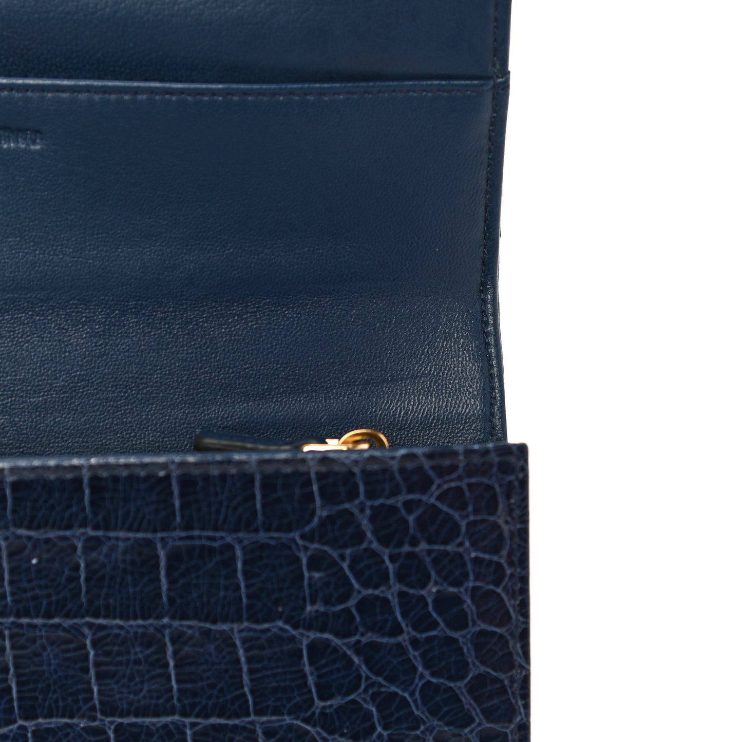 Patent Crocodile Embossed Saint Cocco Lux Continental Flap Wallet Bluette