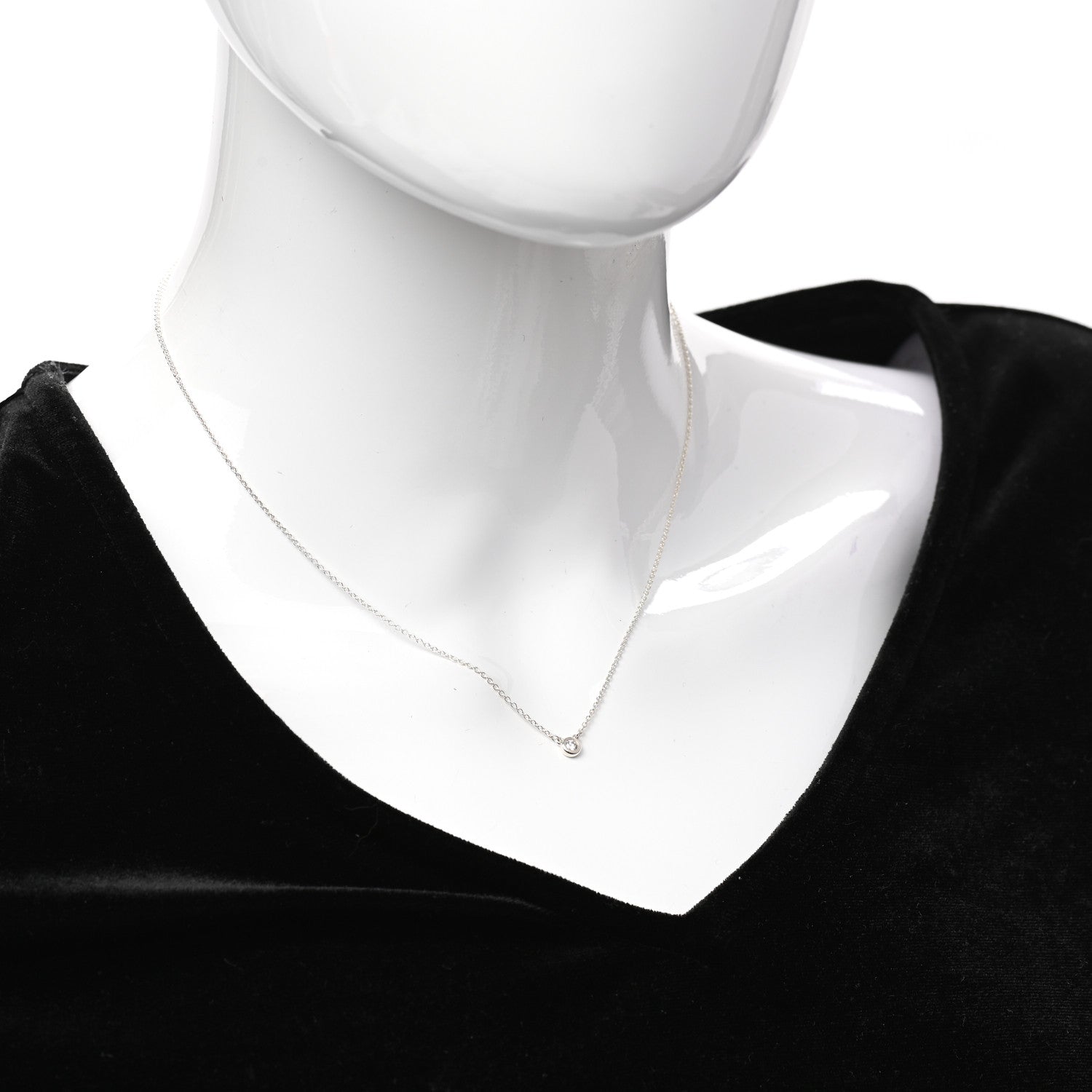 Tiffany Sterling Silver Diamond .05ct Elsa Peretti Diamonds by the Yard Pendant Necklace 2 of 8