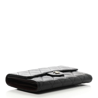 Chanel Caviar Quilted Large Gusset Flap Wallet Black 4 of 15