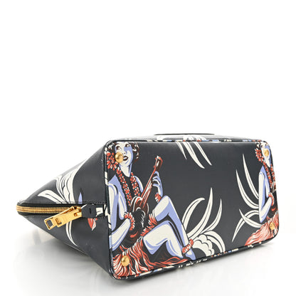 Prada Saffiano Print Hawaiian Girl Front Pocket Tote Smeraldo 4 of 14