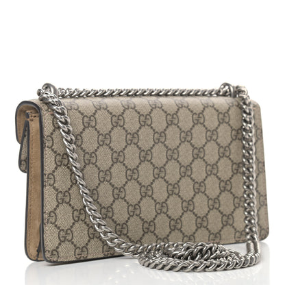 Gucci GG Supreme Monogram Suede Crystal Small Dionysus Shoulder Bag Beige Ebony Taupe 3 of 9