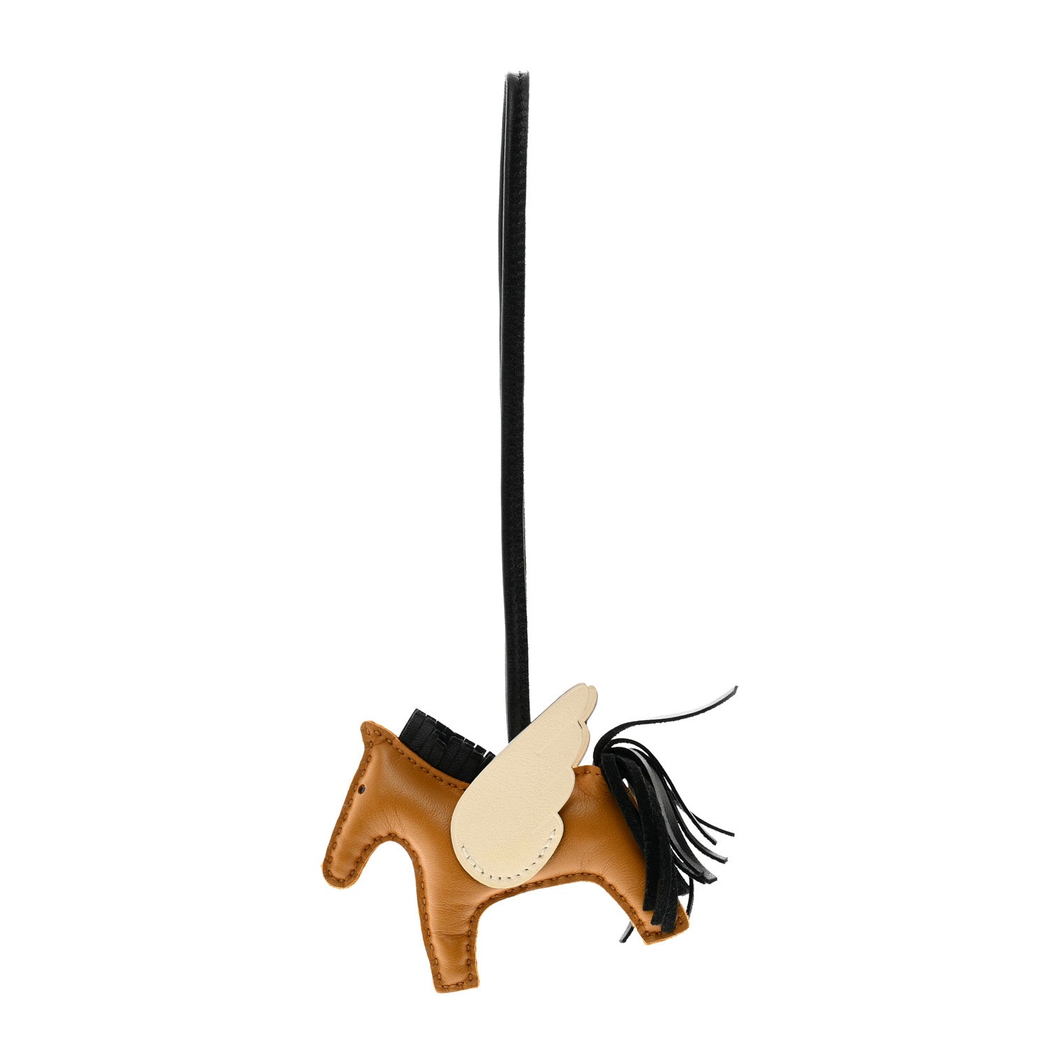 Hermes Milo Lambskin Grigri Rodeo Pegase Horse Bag Charm PM Sesame Black Nata 1 of 5