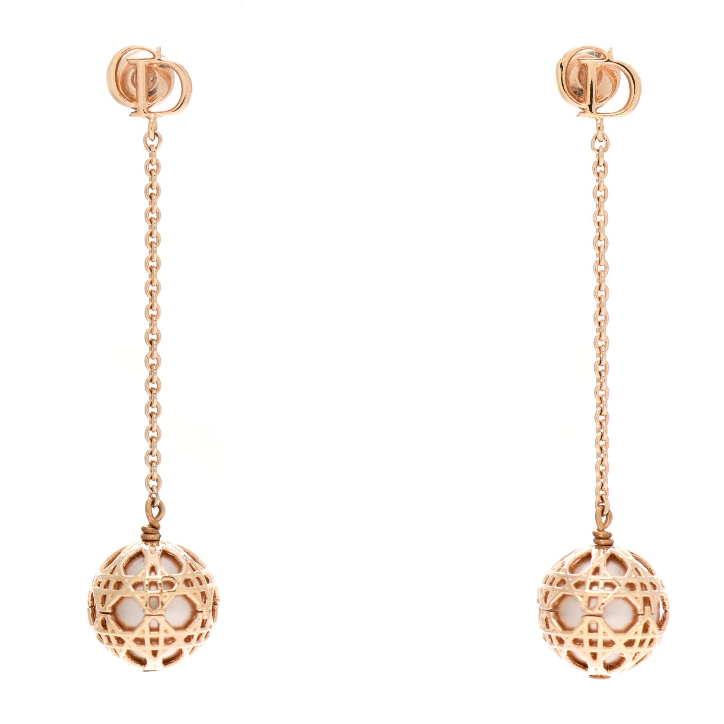 Pearl Secret Cannage Mise En Dior Tribales Dangle Earrings Rose Gold