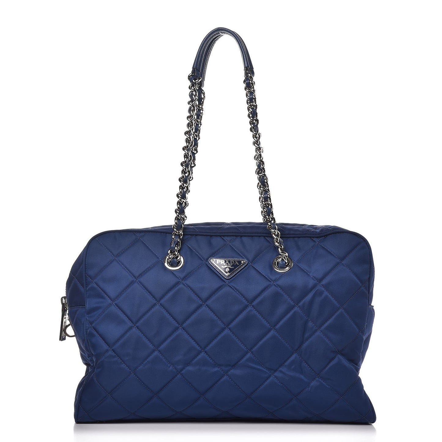 Nylon Tessuto Impuntu Quilted Medium Shoulder Bag Bluette