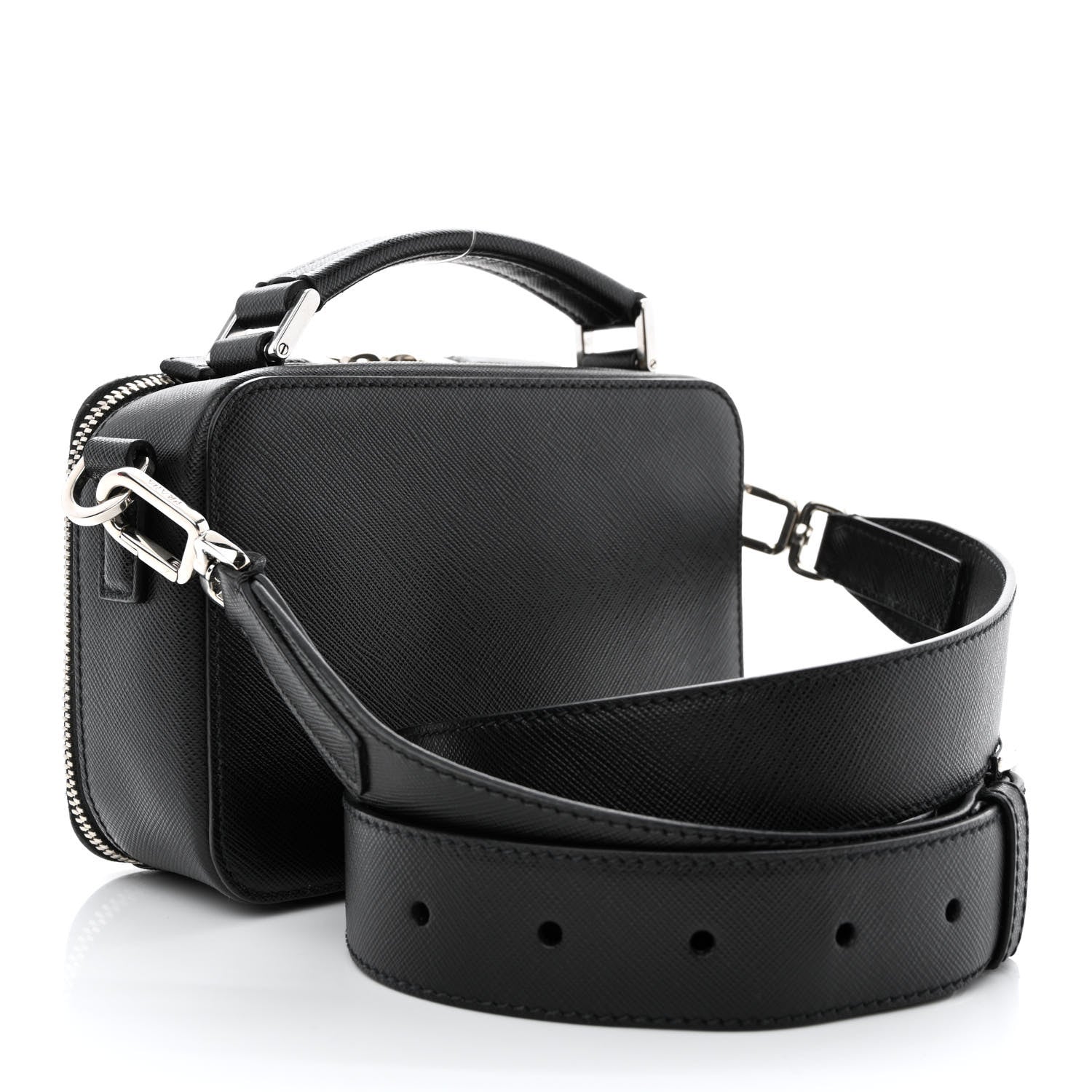 Prada Saffiano Travel Small Brique Top Handle Crossbody Bag Black 3 of 12