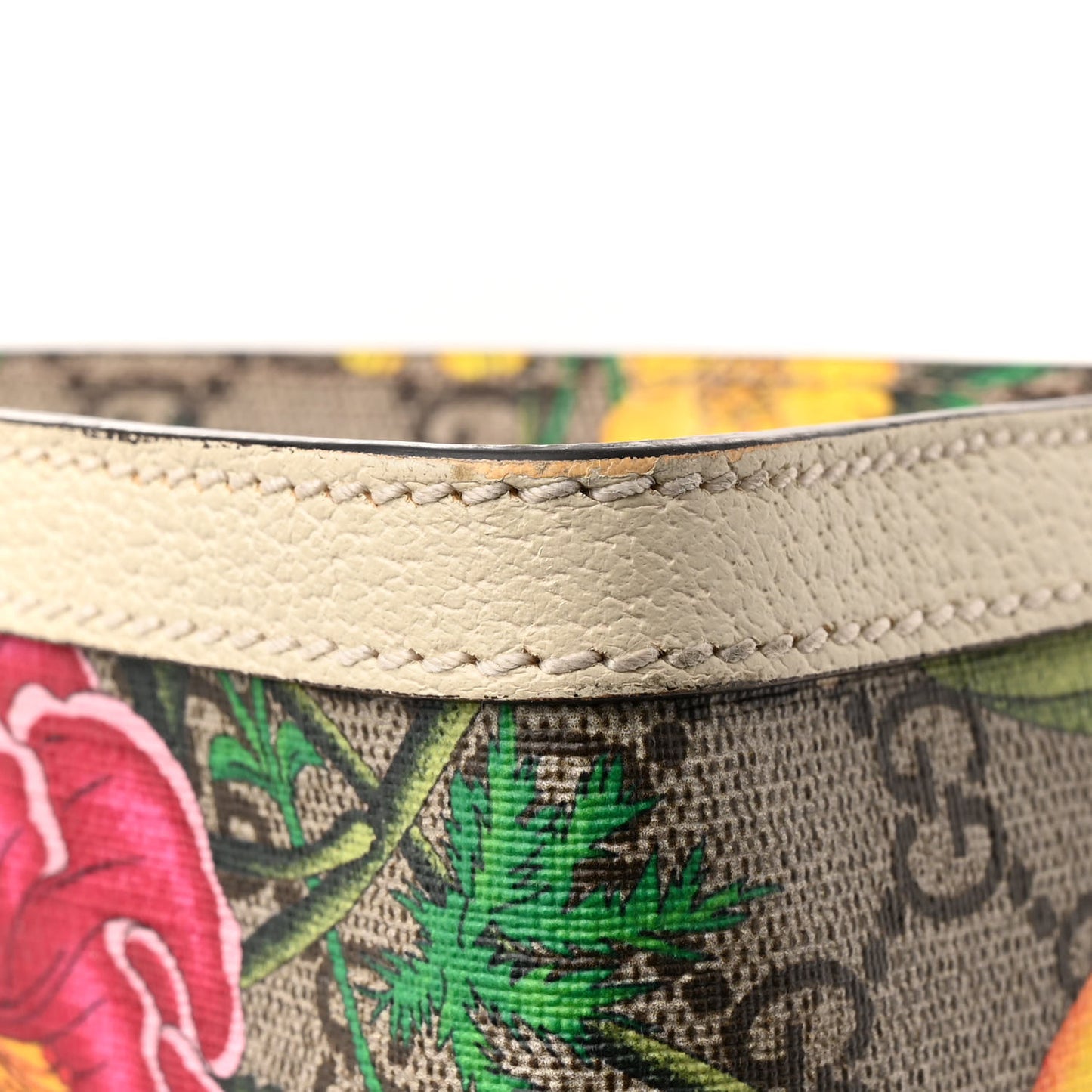 GG Supreme Monogram Flora Textured Calfskin Small Padlock Tote Beige Ebony Multicolor Mystic White