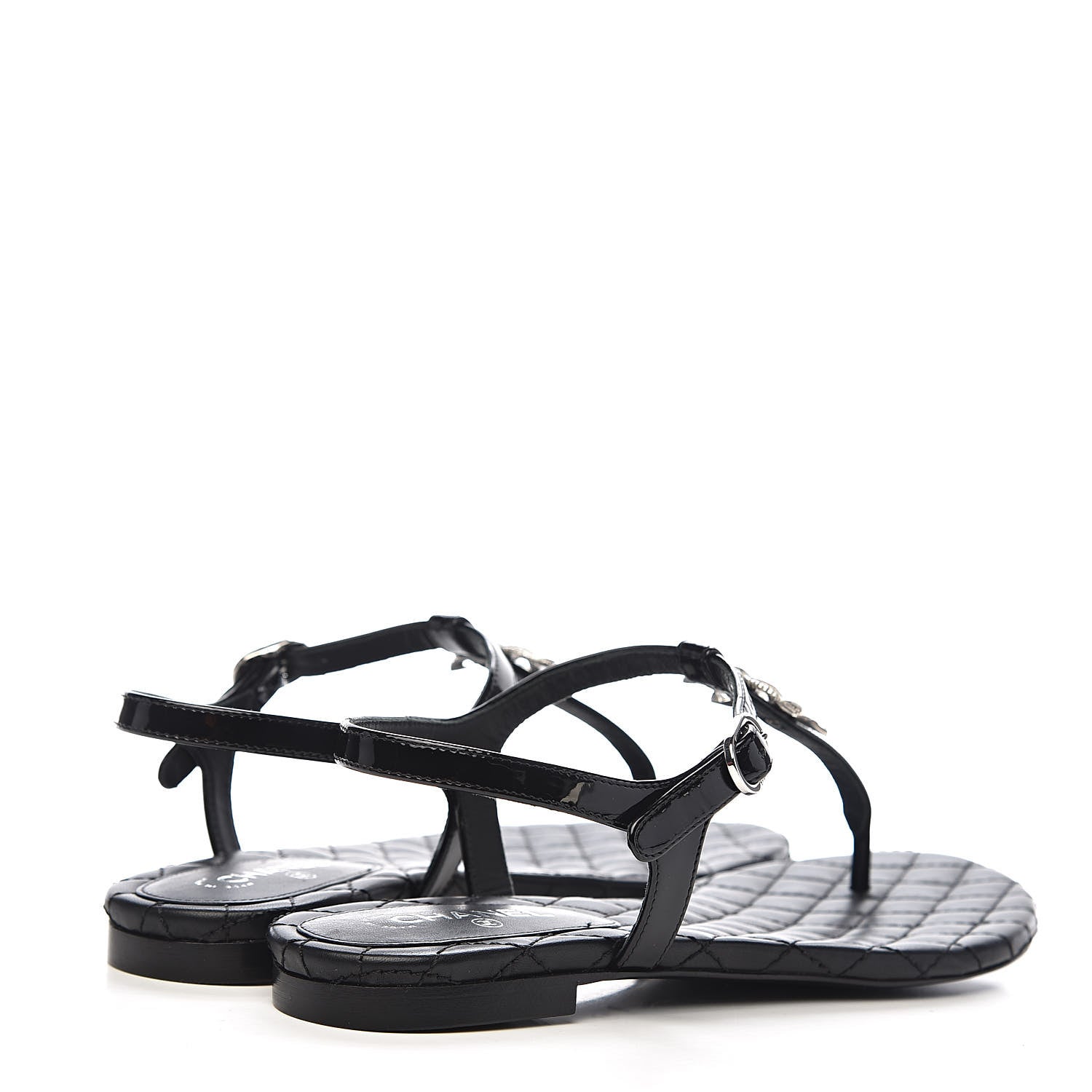 Chanel Patent Calfskin CC Chain Thong Sandals 35 Black 4 of 10