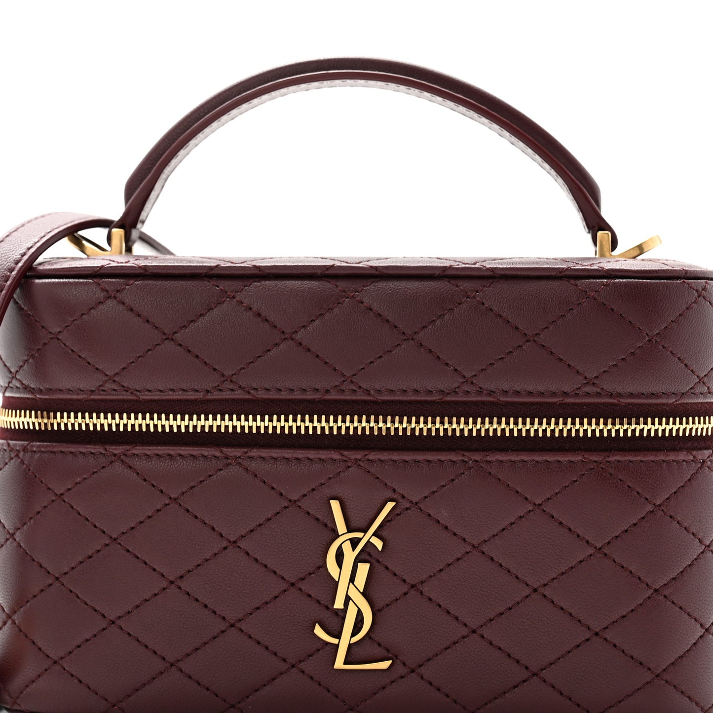 Lambskin Quilted Mini Gaby Vanity Case Rouge Cabernet