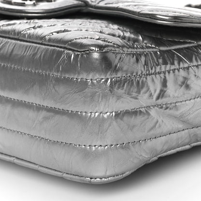 Chanel Patent Metallic Crumpled Calfskin Chevron Quilted Mini Rectangular Flap Silver 9 of 9