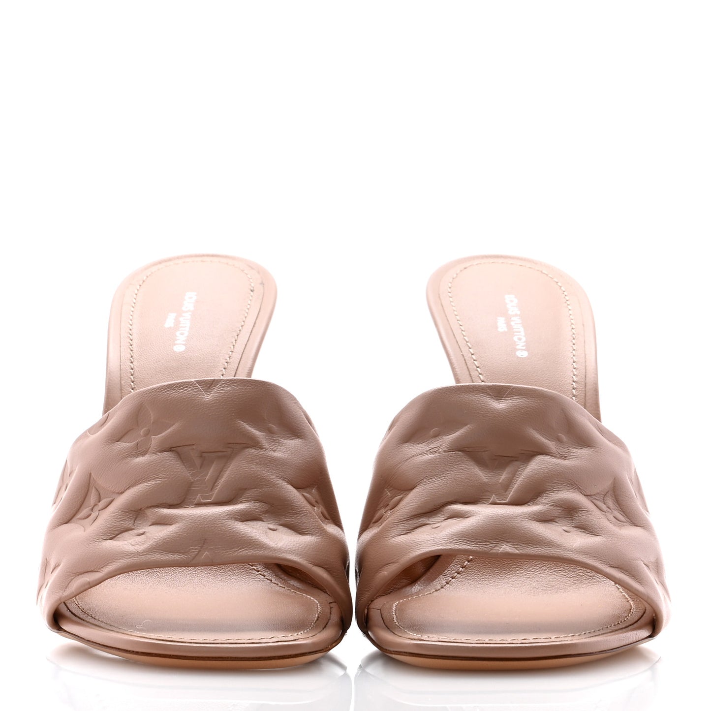 Lambskin Embossed Monogram Revival Mules 41 Beige