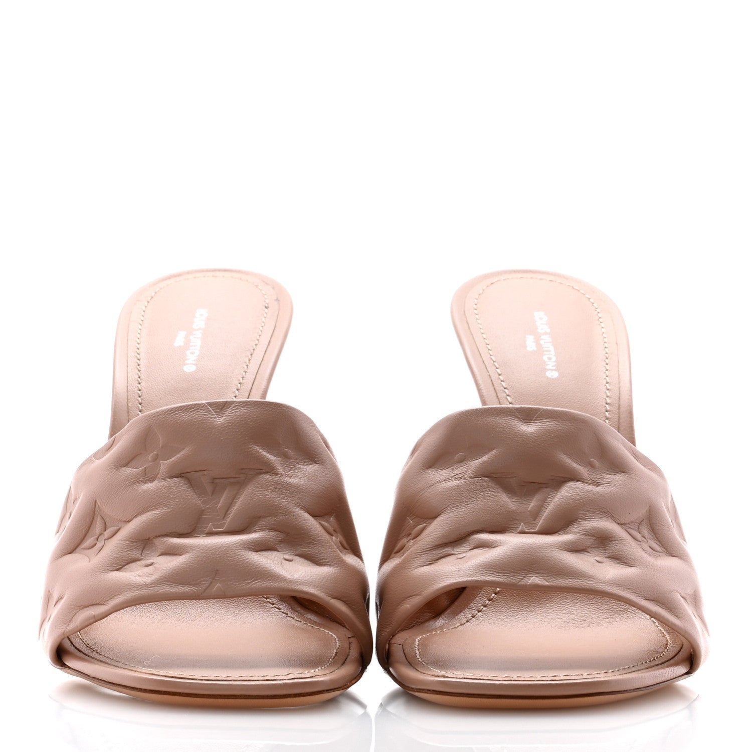 Louis Vuitton Lambskin Embossed Monogram Revival Mules 41 Beige 2 of 11