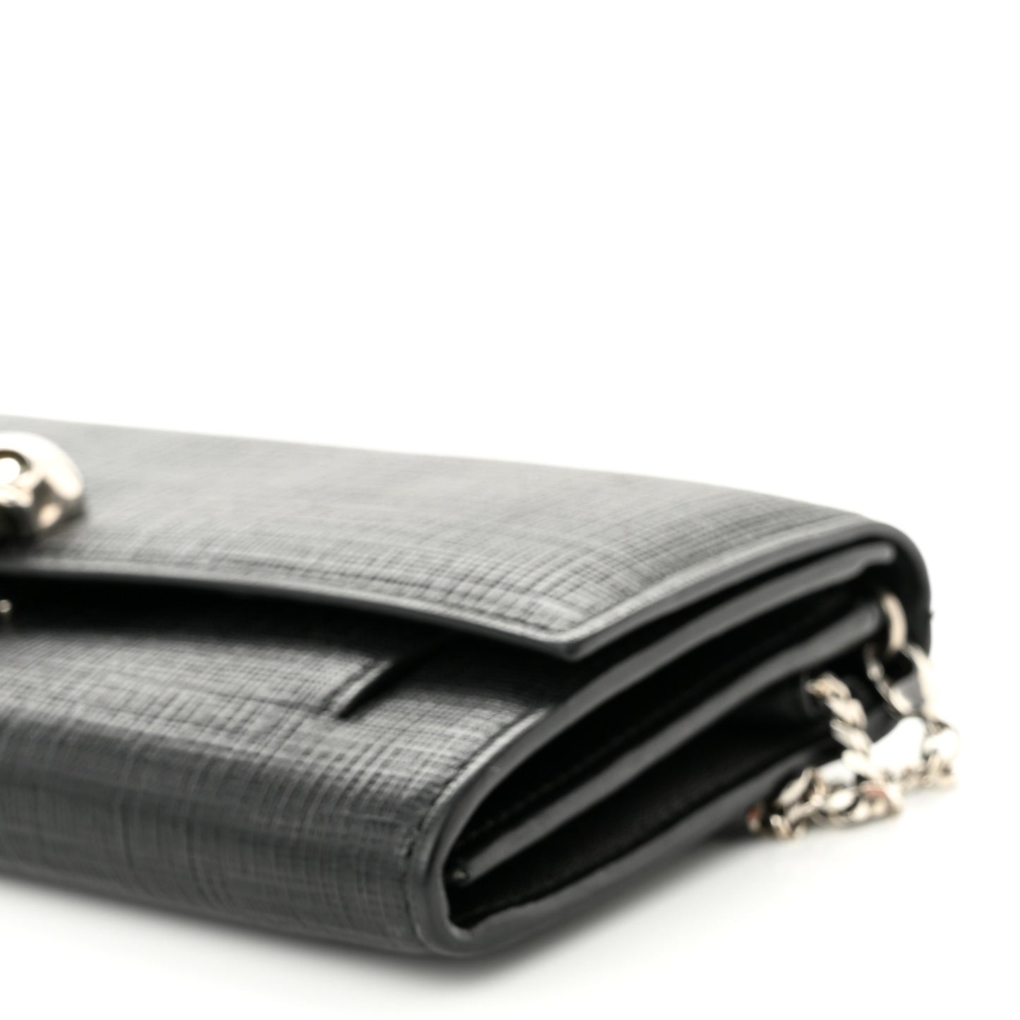 Calfskin Skull Wallet on Chain Black