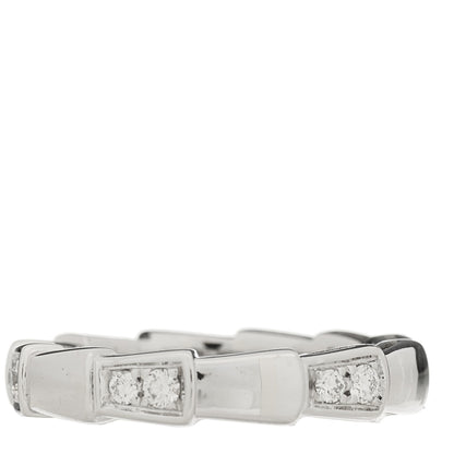 Bulgari 18K White Gold Diamond Serpenti Viper Band Ring 47 4 3 of 5
