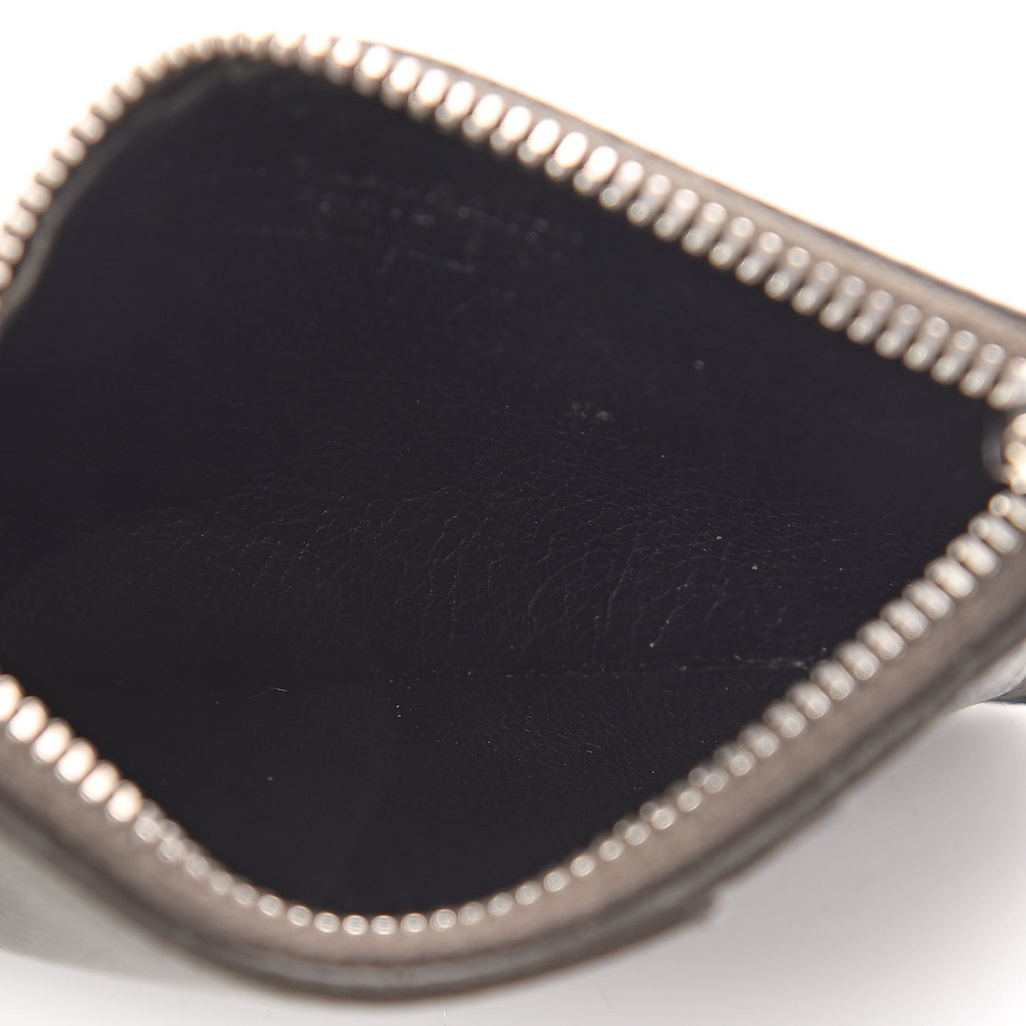 Grained Calfskin 5 Fragments Zip Pouch Card Holder Dark Anthracite