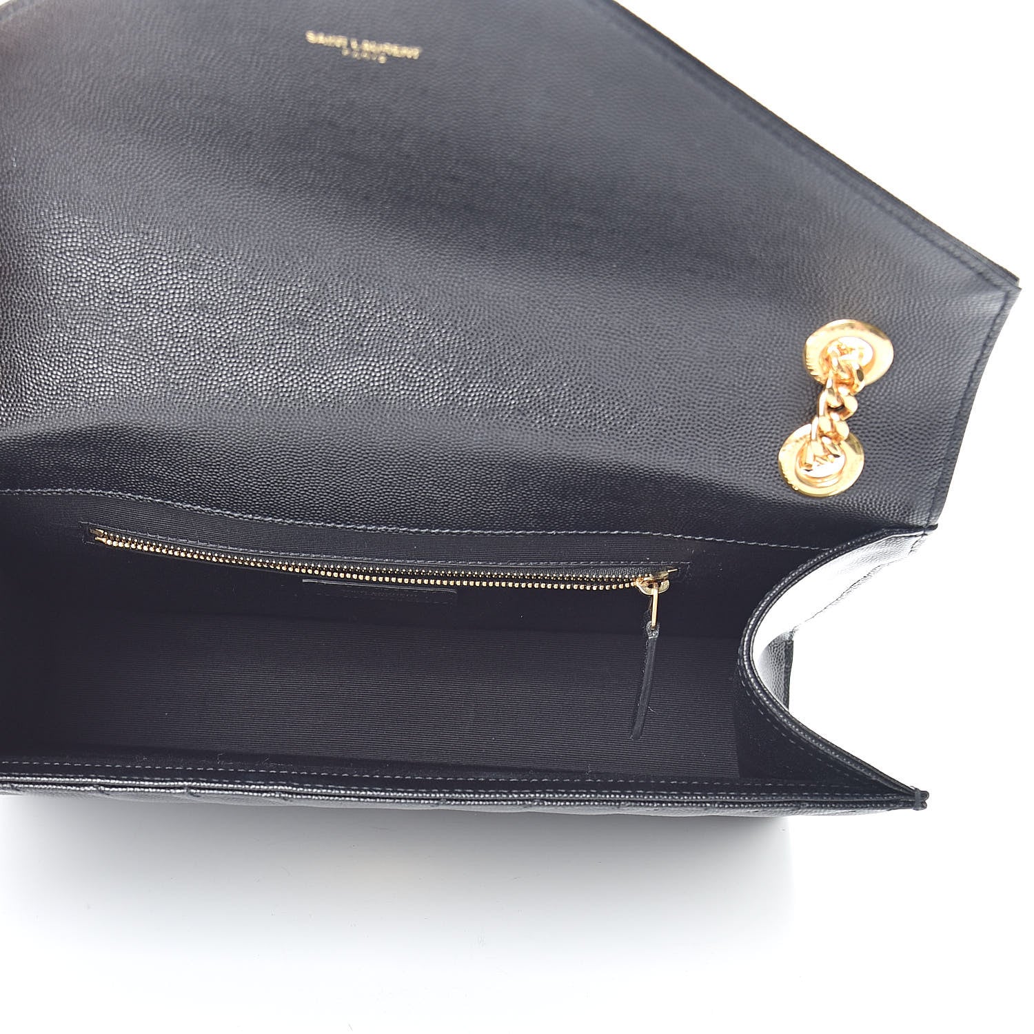 Saint Laurent Grain De Poudre Matelasse Chevron Large Monogram Satchel Black 5 of 11