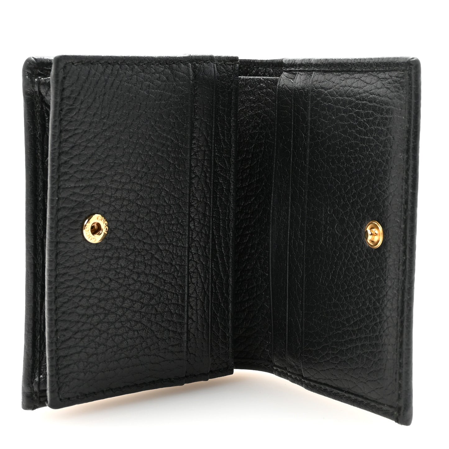 Pebbled Calfskin GG Marmont Card Case Black