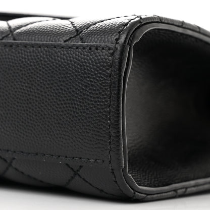 Saint Laurent Grain De Poudre Textured Mixed Matelasse Triquilt Medium Monogram Satchel Black 10 of 11