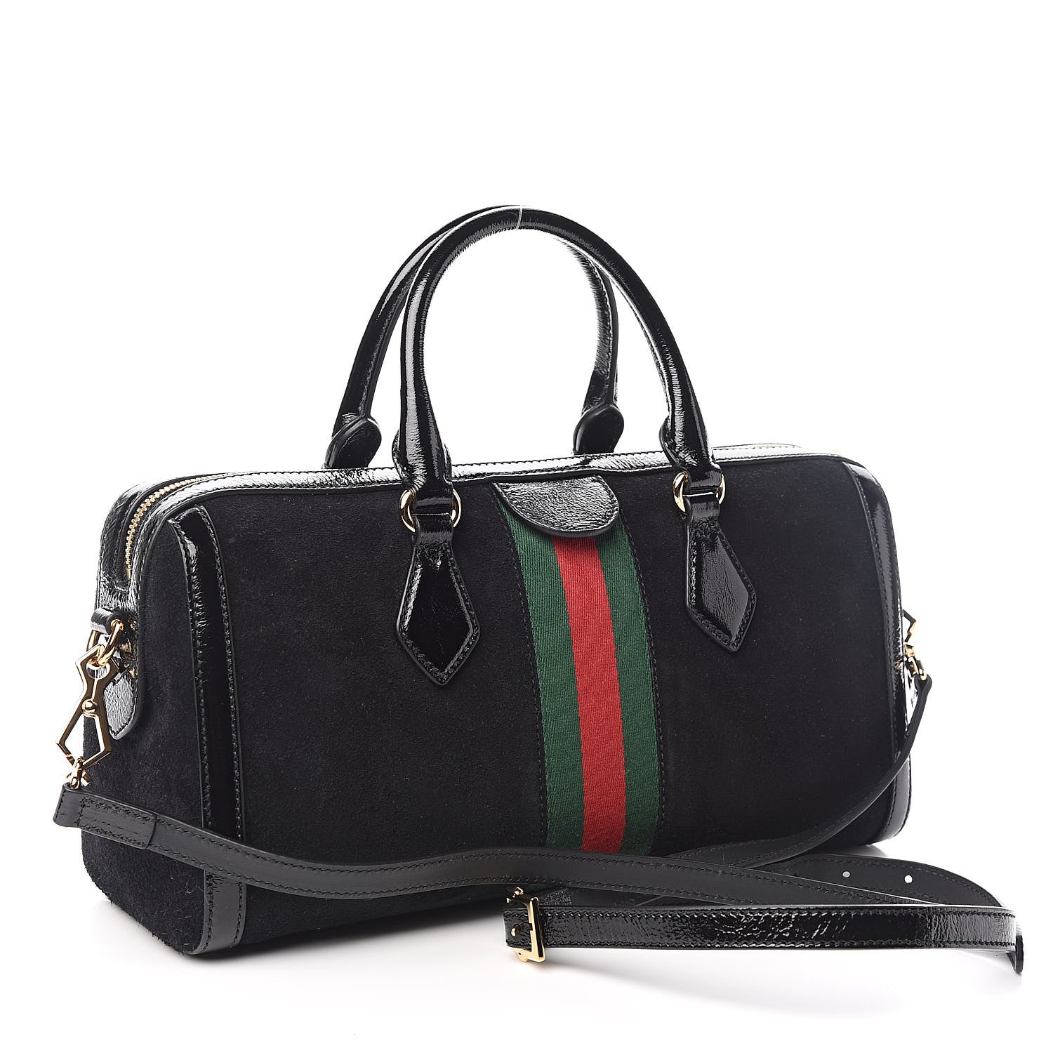 Gucci Suede Patent GG Web Medium Ophidia Boston Black 3 of 10