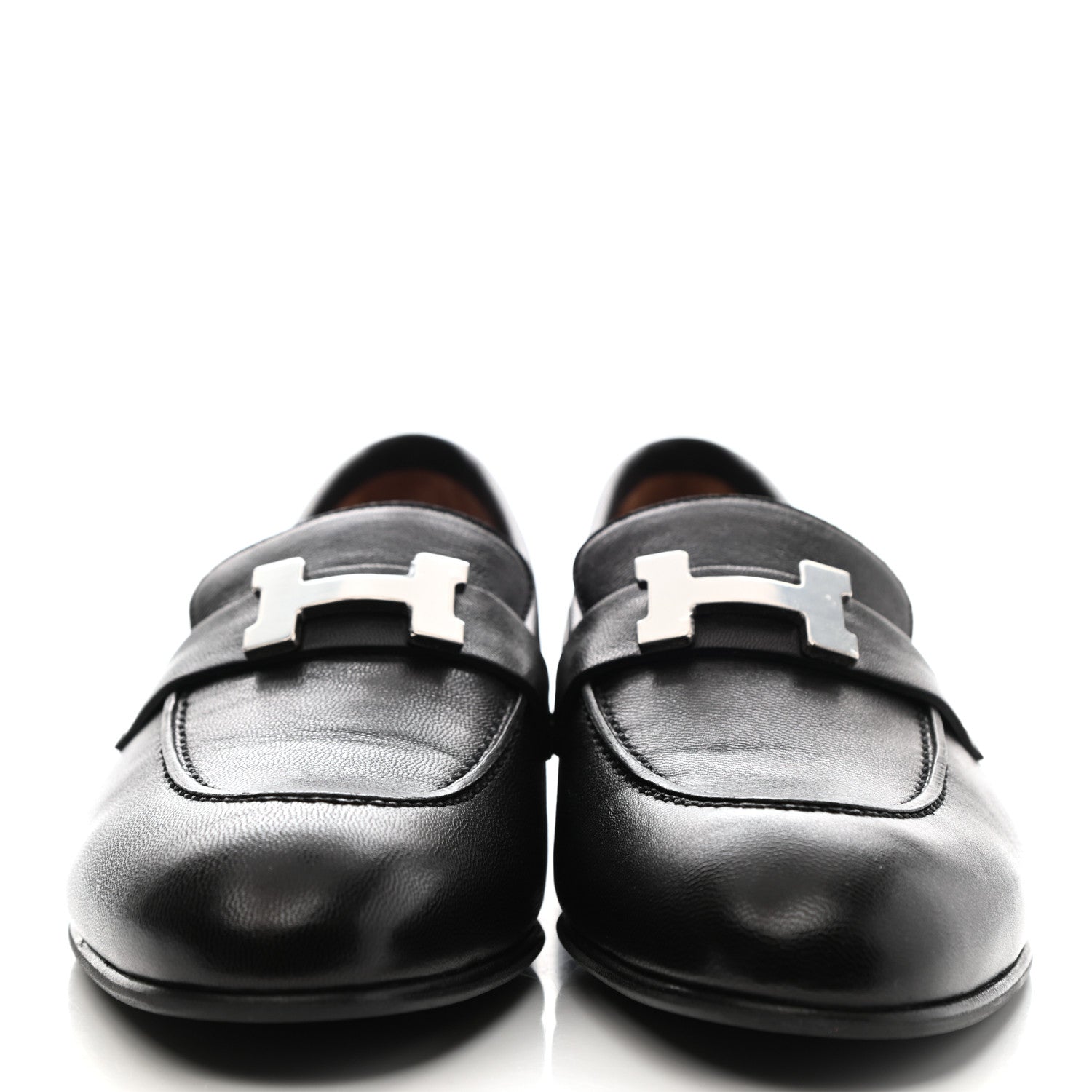 Hermes Goatskin Womens Paris Loafers 38 Black 2 of 10