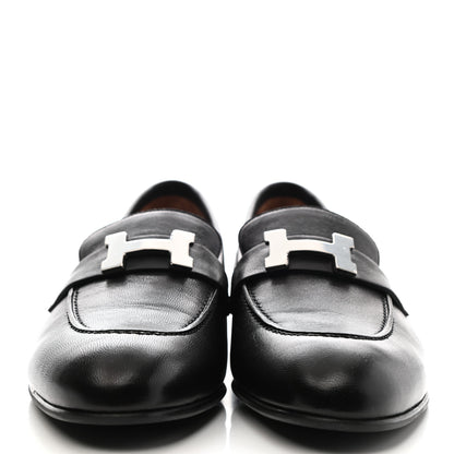 Hermes Goatskin Womens Paris Loafers 38 Black 2 of 10