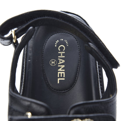 Chanel Grained Calfskin Velcro Dad Sandals 40 Black 7 of 9