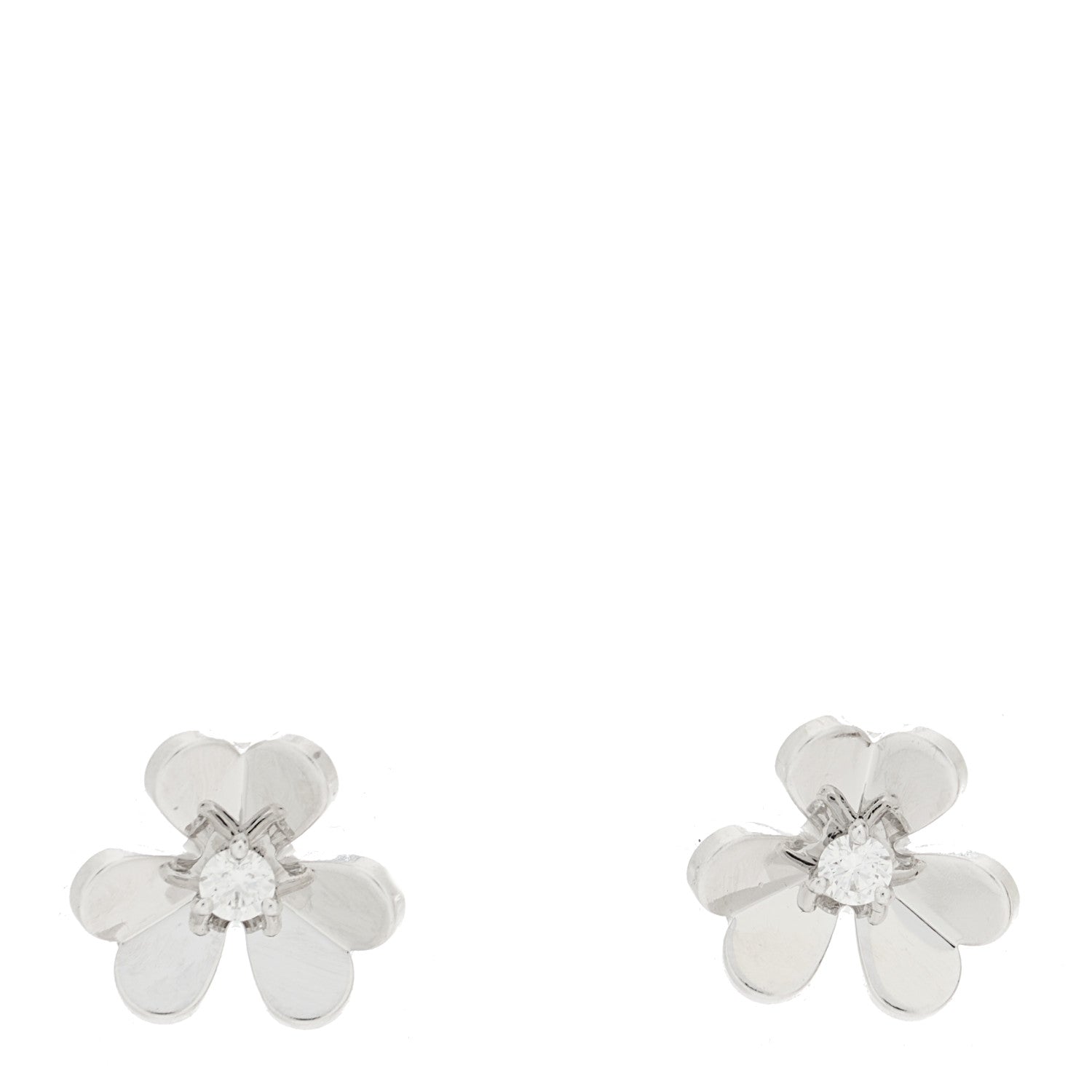Van Cleef & Arpels 18K White Gold Diamond Mini Frivole Earrings 1 of 5