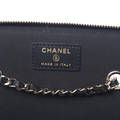 Chanel Raffia Jute Striped Small Vanity Case With Chain Black Beige 6 of 10