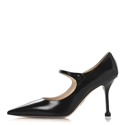 Prada Spazzolato Mary Jane Pumps 39.5 Black 1 of 9