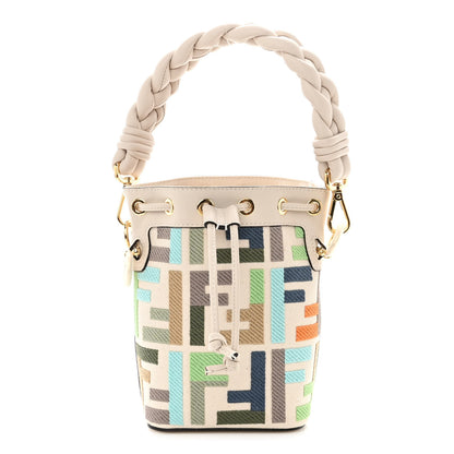 Fendi Canvas Vitello Grace F is Fendi FF Multicolor Embroidered Mini Mon Tresor Bucket Bag Grezzo Multicolor Latte 1 of 9