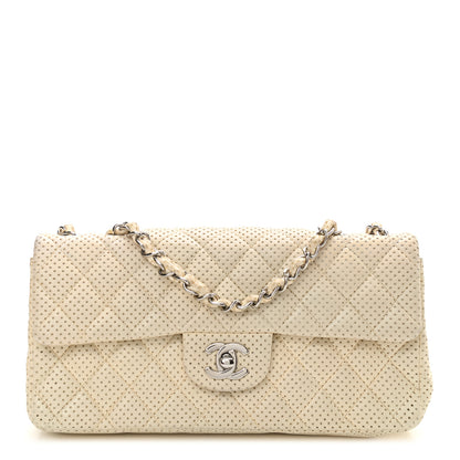 Chanel Lambskin Perforated East West Flap White 1 of 13