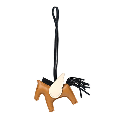 Hermes Milo Lambskin Grigri Rodeo Pegase Horse Bag Charm PM Sesame Black Nata 1 of 4