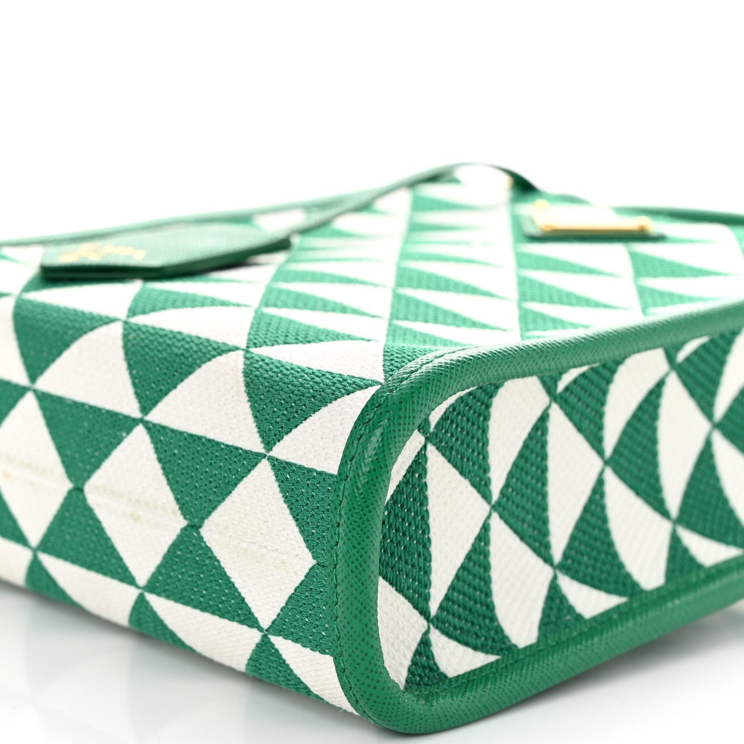 Jacquard Saffiano Triangolo Symbole Embroidered Micro Tote Mango White
