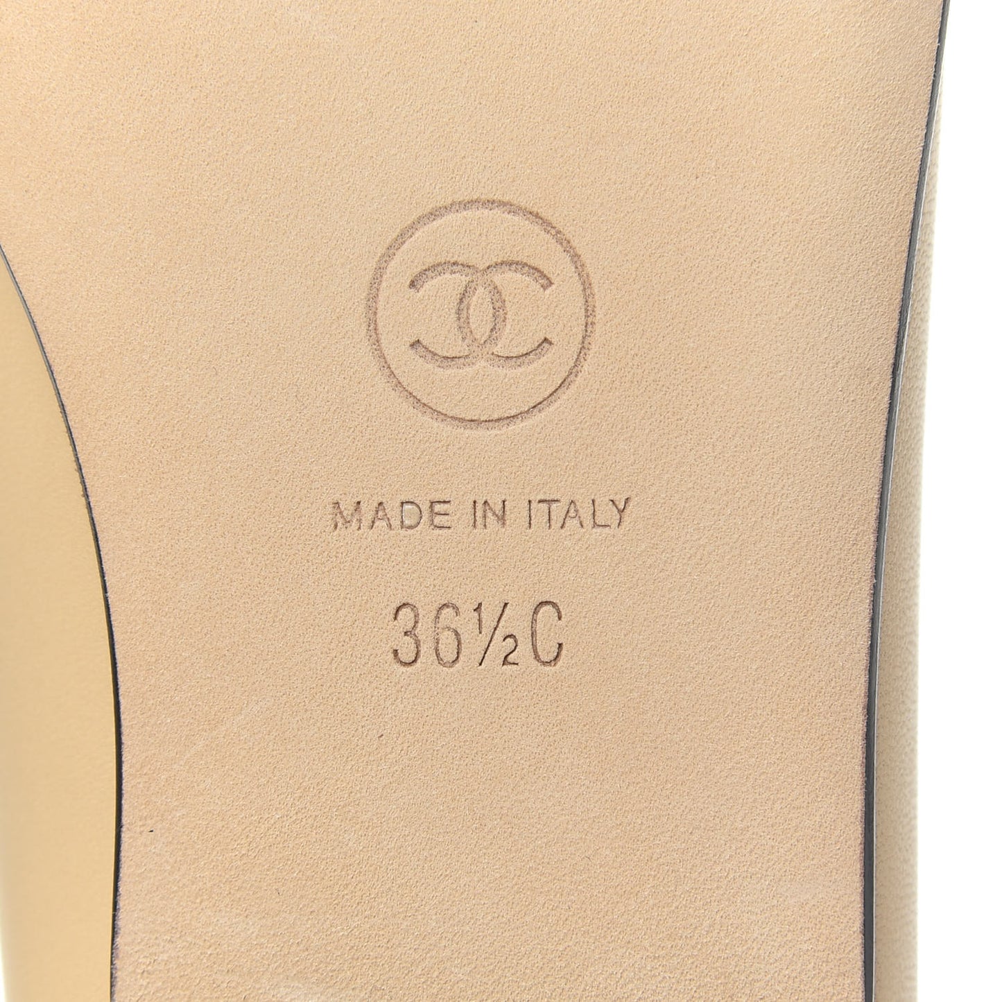 Lambskin Cap Toe CC Ballerina Flats 36.5 Beige Black