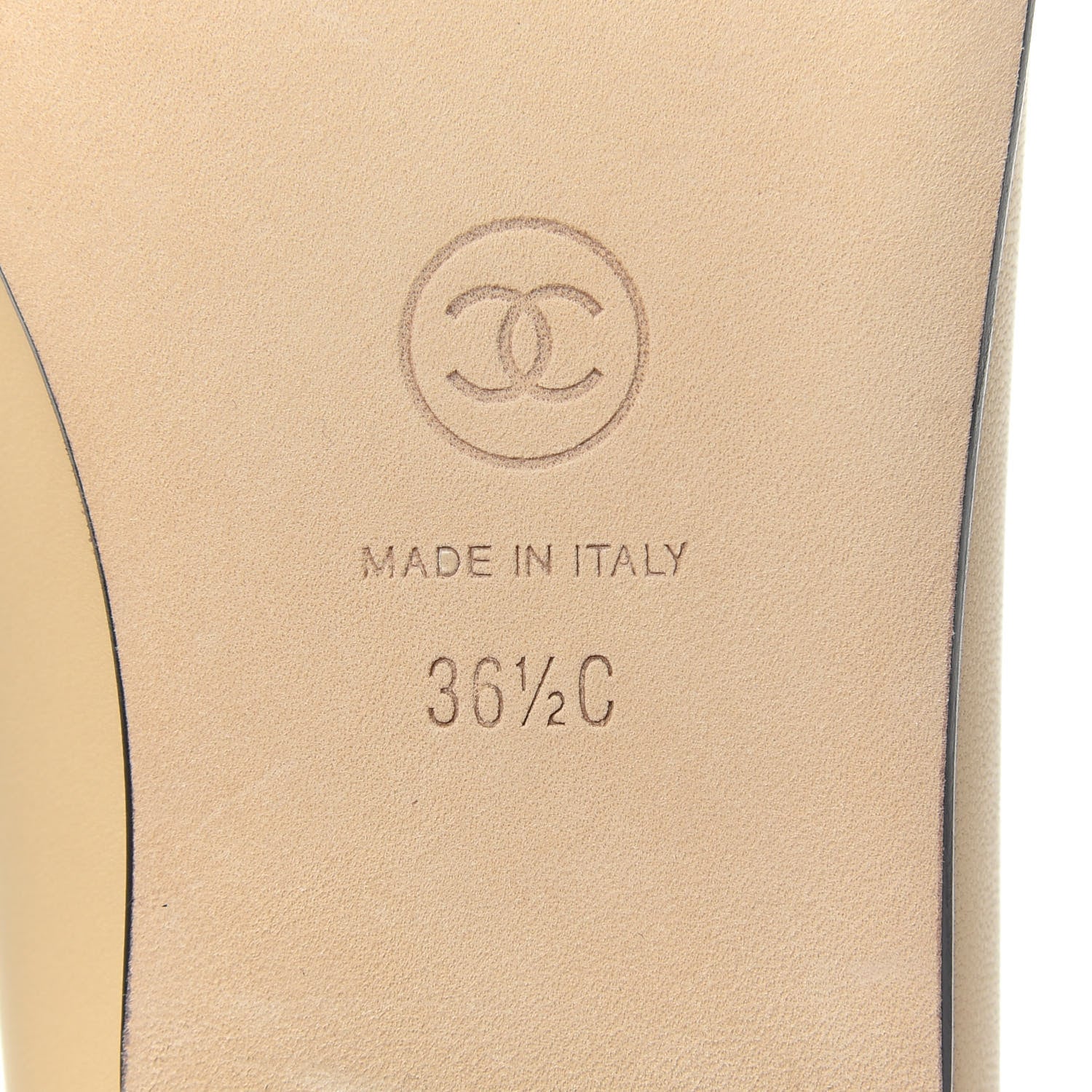 Chanel Lambskin Cap Toe CC Ballerina Flats 36.5 Beige Black 8 of 9