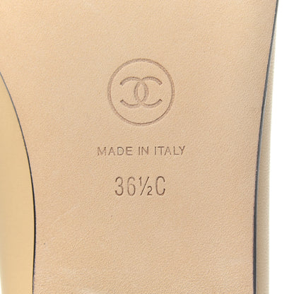 Chanel Lambskin Cap Toe CC Ballerina Flats 36.5 Beige Black 8 of 9
