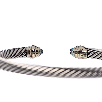 David Yurman Sterling Silver 14K Yellow Gold Blue Topaz 5mm Cable Classics Petite Color Bracelet 4 of 4
