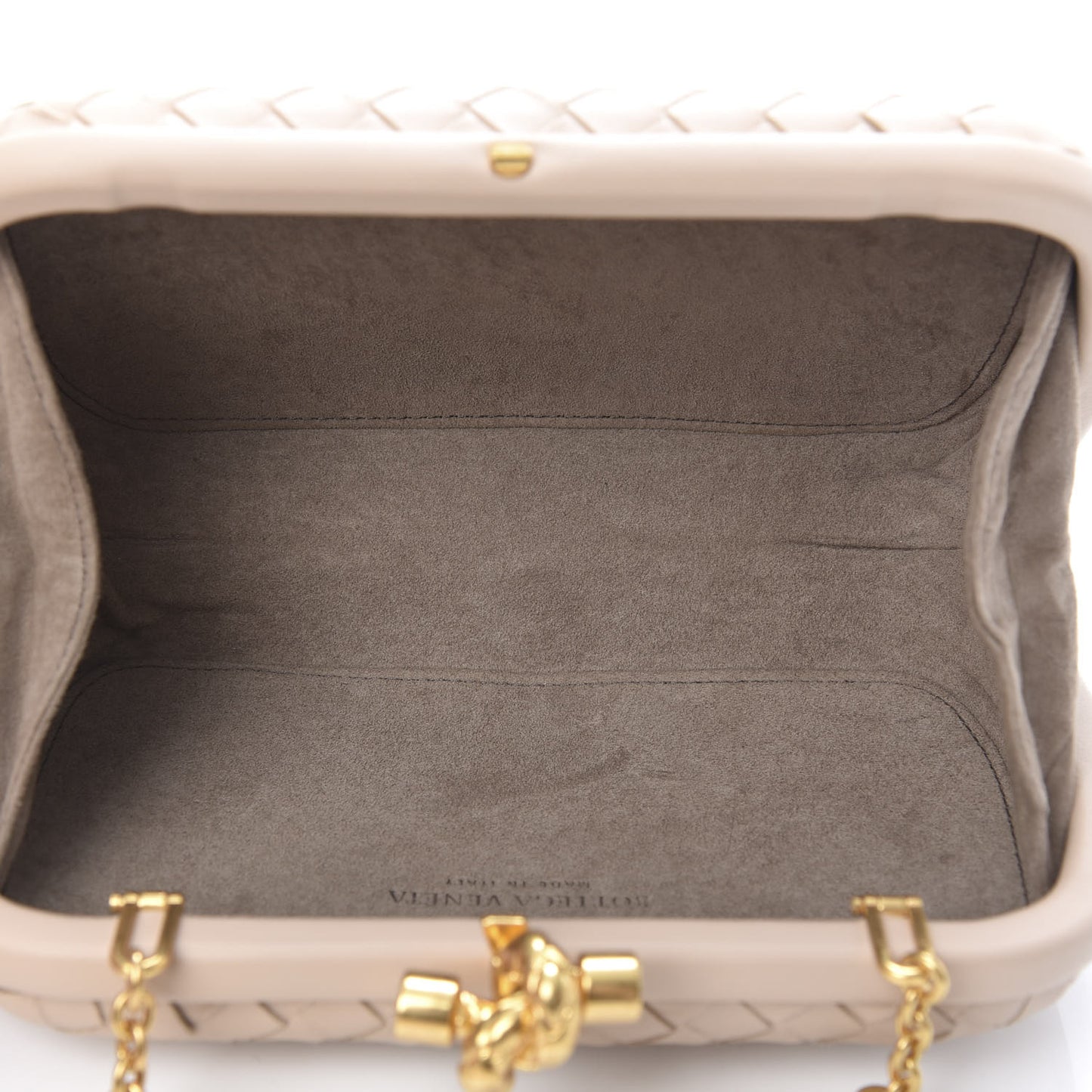 Nappa Intrecciato Chain Knot Clutch Mink