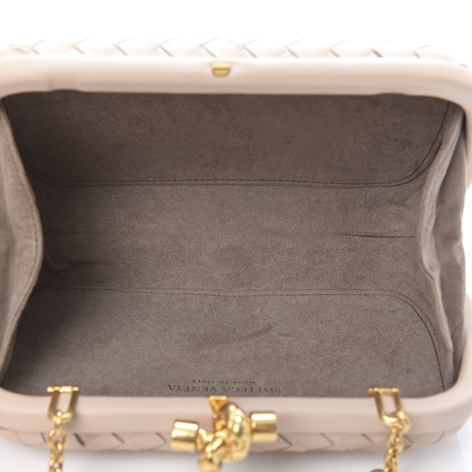 Bottega Veneta Nappa Intrecciato Chain Knot Clutch Mink 5 of 9
