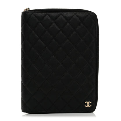 Chanel Caviar Quilted Zip Around Notebook Agenda Cover Black 1 of 7