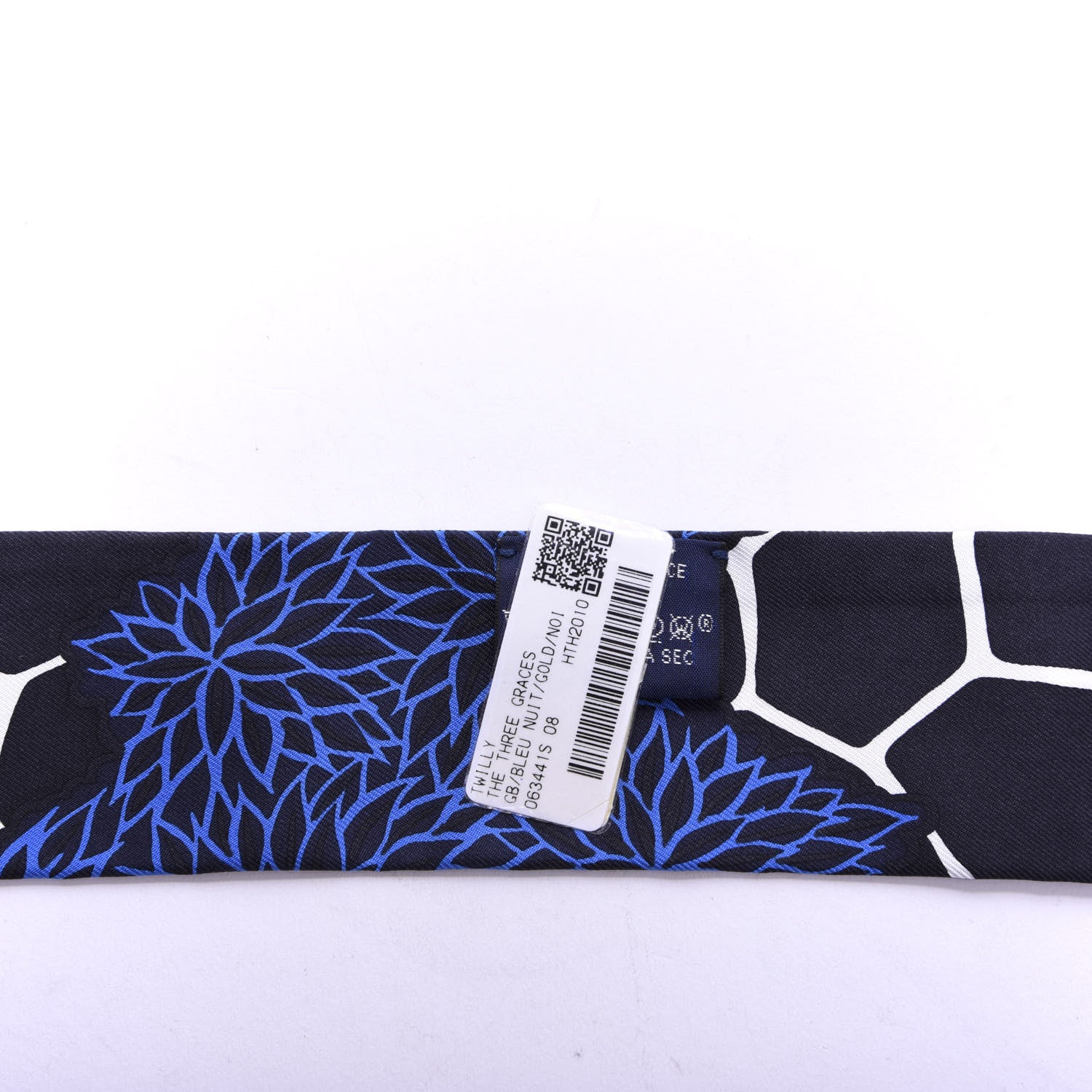 Hermes Silk The Three Graces Twilly Bleu Nuit Gold Black 2 of 4